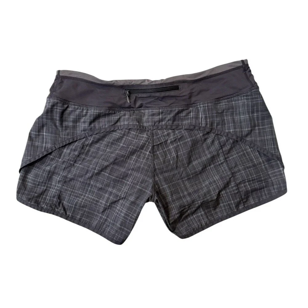 Lululemon Speed‎ Short Women's Size 10 Gray Plaid Running Activewear